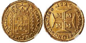 20000 Reis Brasilien Gold Johann V. von Portugal (1689-1750)