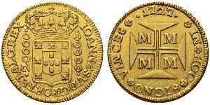 20000 Reis Brasilien Gold Johann V. von Portugal (1689-1750)