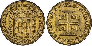 20000 Reis Brasilien Gold Johann V. von Portugal (1689-1750)