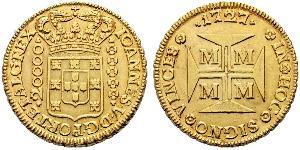 20000 Reis Brasilien Gold Johann V. von Portugal (1689-1750)