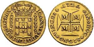 20000 Reis Brasilien Gold Johann V. von Portugal (1689-1750)