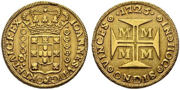 20000 Reis Brazil Gold John V of Portugal (1689-1750)