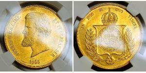 20000 Reis Empire of Brazil (1822-1889) Gold Pedro II of Brazil (1825 - 1891)