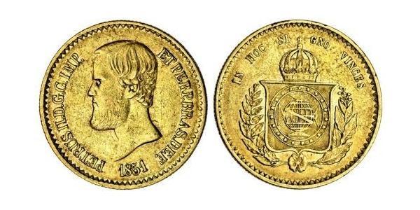 20000 Reis Empire of Brazil (1822-1889) Gold Pedro II of Brazil (1825 - 1891)