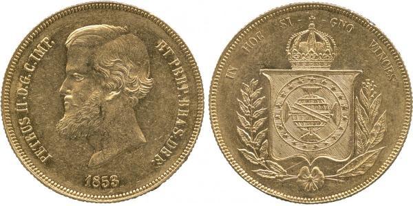 20000 Reis Empire of Brazil (1822-1889) Gold Pedro II of Brazil (1825 - 1891)