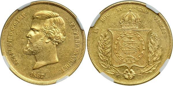 20000 Reis Empire of Brazil (1822-1889) Gold Peter II. (Brasilien) (1825 - 1891)