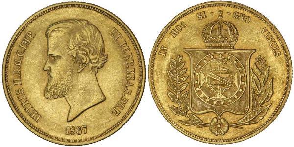 20000 Reis Empire of Brazil (1822-1889) Gold Peter II. (Brasilien) (1825 - 1891)