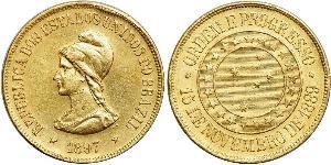 20000 Reis First Brazilian Republic (1889 - 1930) Gold 