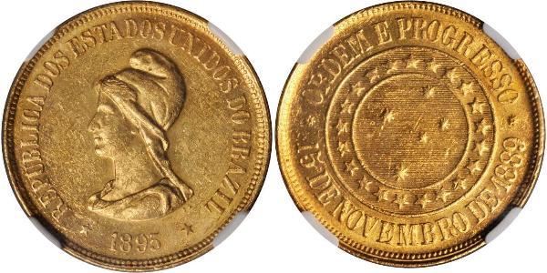 20000 Reis First Brazilian Republic (1889 - 1930) Gold 