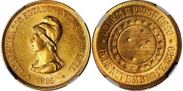 20000 Reis First Brazilian Republic (1889 - 1930) Gold 