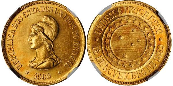 20000 Reis First Brazilian Republic (1889 - 1930) Gold 