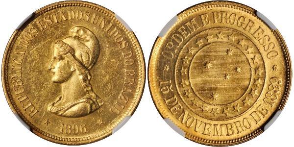 20000 Reis First Brazilian Republic (1889 - 1930) Gold 