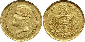 20000 Reis Empire du Brésil (1822-1889) Or Pierre II du Brésil (1825 - 1891)