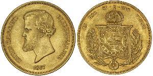 20000 Reis Empire du Brésil (1822-1889) Or Pierre II du Brésil (1825 - 1891)