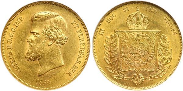 20000 Reis Empire du Brésil (1822-1889) Or Pierre II du Brésil (1825 - 1891)