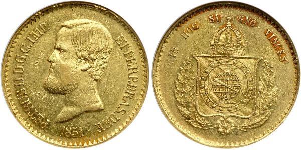 20000 Reis Empire du Brésil (1822-1889) Or Pierre II du Brésil (1825 - 1891)