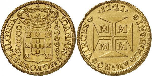 20000 Reis Brasil Oro Juan V de Portugal (1689-1750)