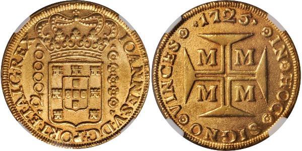 20000 Reis Brasile Oro Giovanni V del Portogallo (1689-1750)