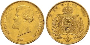 20000 Reis Imperio del Brasil (1822-1889) Oro Pedro II de Brasil (1825 - 1891)