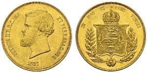 20000 Reis Imperio del Brasil (1822-1889) Oro Pedro II de Brasil (1825 - 1891)