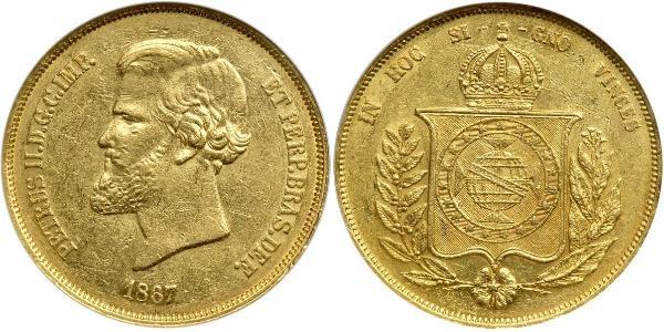 20000 Reis Imperio del Brasil (1822-1889) Oro Pedro II de Brasil (1825 - 1891)
