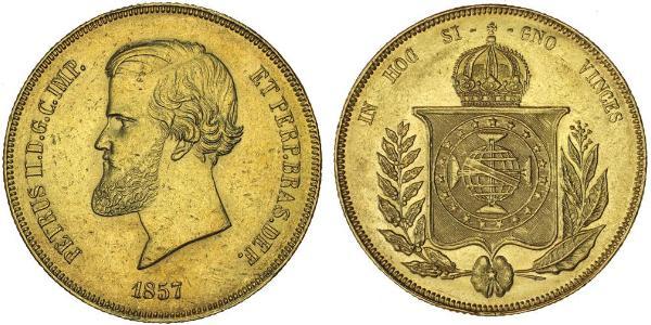 20000 Reis Imperio del Brasil (1822-1889) Oro Pedro II de Brasil (1825 - 1891)