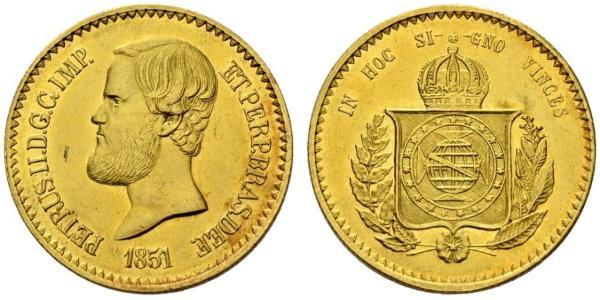 20000 Reis Imperio del Brasil (1822-1889) Oro Pedro II de Brasil (1825 - 1891)