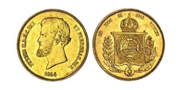 20000 Reis Imperio del Brasil (1822-1889) Oro Pedro II de Brasil (1825 - 1891)