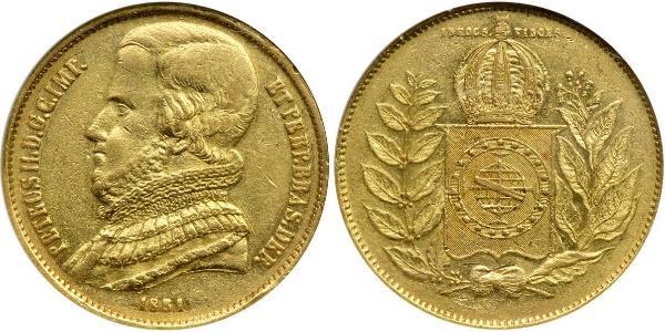 20000 Reis Imperio del Brasil (1822-1889) Oro Pedro II de Brasil (1825 - 1891)