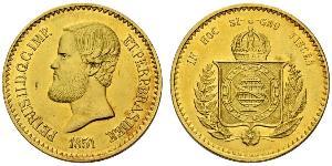 20000 Reis Impero del Brasile (1822-1889) Oro Pietro II del Brasile (1825 - 1891)