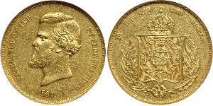 20000 Reis Impero del Brasile (1822-1889) Oro Pietro II del Brasile (1825 - 1891)