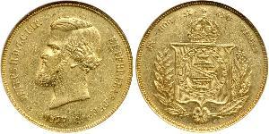 20000 Reis Impero del Brasile (1822-1889) Oro Pietro II del Brasile (1825 - 1891)