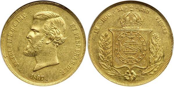 20000 Reis Impero del Brasile (1822-1889) Oro Pietro II del Brasile (1825 - 1891)