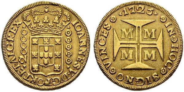 20000 Reis 巴西 金 若昂五世 (1689 - 1750)