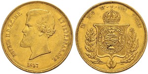 20000 Reis 巴西帝國 (1822 - 1889) 金 佩德罗二世 (巴西) (1825 - 1891)