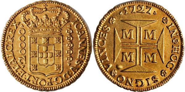 20000 Рейс Бразилия Золото Жуан V король Португалии (1689-1750)