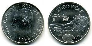 2000 Peseta Royaume d’Espagne (1976 - ) Argent Juan Carlos I (1938 - )