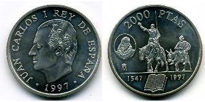 2000 Peseta 西班牙 銀 胡安·卡洛斯一世 (1938 - )