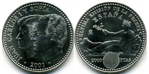 2000 Peseta 西班牙 銀 胡安·卡洛斯一世 (1938 - )