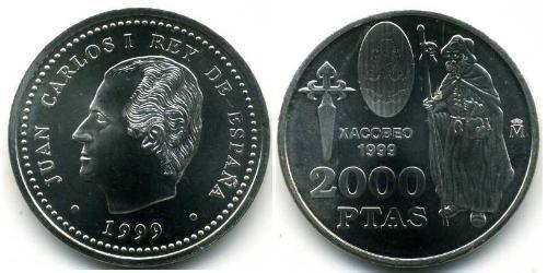 2000 Peseta 西班牙 銀 胡安·卡洛斯一世 (1938 - )