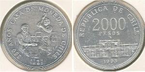 2000 Peso Chili Argent 