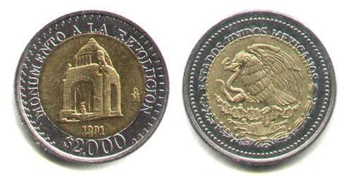 2000 Peso Messico (1867 - ) Bimetal 