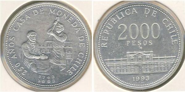 2000 Peso Chile Silver 