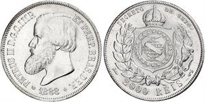 2000 Reis Empire du Brésil (1822-1889) Argent Pierre II du Brésil (1825 - 1891)