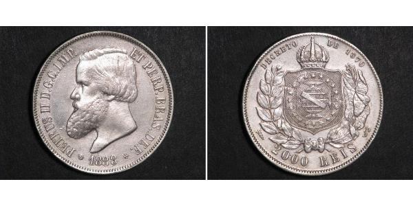 2000 Reis Empire du Brésil (1822-1889) Argent Pierre II du Brésil (1825 - 1891)