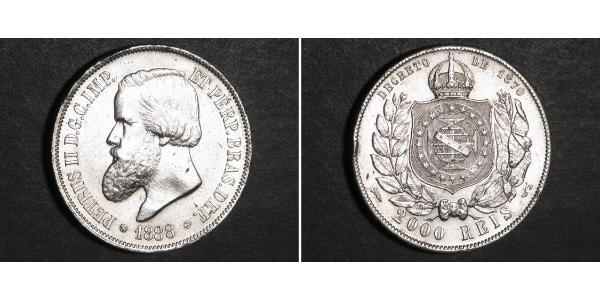 2000 Reis Empire du Brésil (1822-1889) Argent Pierre II du Brésil (1825 - 1891)