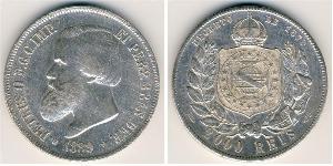 2000 Reis Impero del Brasile (1822-1889) Argento Pietro II del Brasile (1825 - 1891)
