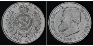 2000 Reis Impero del Brasile (1822-1889) Argento Pietro II del Brasile (1825 - 1891)