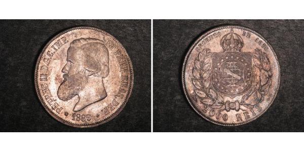2000 Reis Impero del Brasile (1822-1889) Argento Pietro II del Brasile (1825 - 1891)