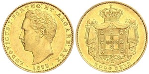 2000 Reis Royaume de Portugal (1139-1910) Or Louis Ier de Portugal (1838 - 1889)